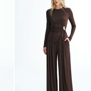 Commense Chocolate Brown Wide Leg Set